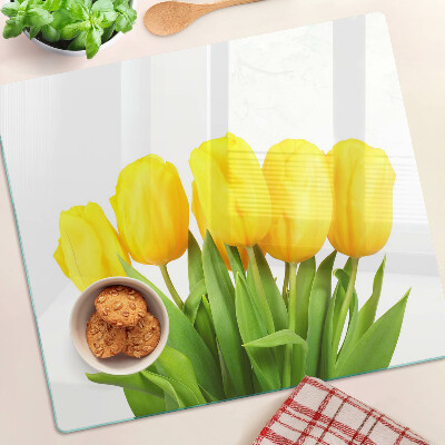 Velika daska za rezanje Žuti tulipani na zelenoj pozadini