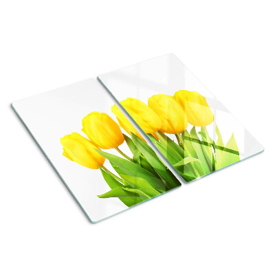 Velika daska za rezanje Žuti tulipani na zelenoj pozadini