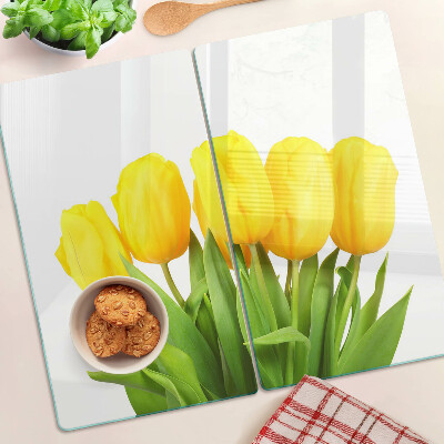 Velika daska za rezanje Žuti tulipani na zelenoj pozadini