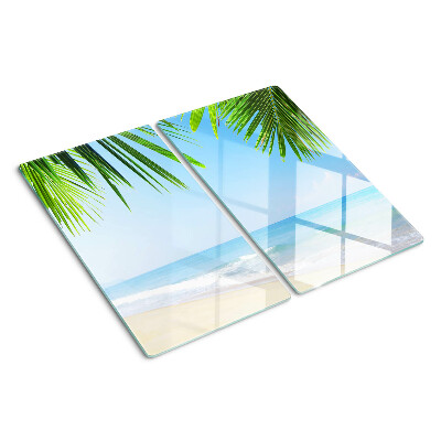 Staklena daska za rezanje Tropska plaža s palmama