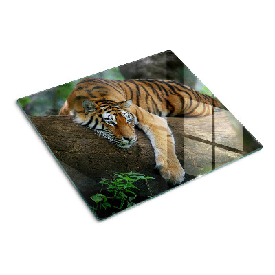 Staklena daska za rezanje Tigar na deblu drveta