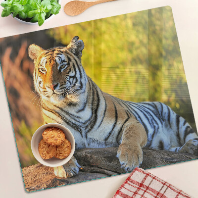 Staklena daska za rezanje Tigar u pozadini prirode