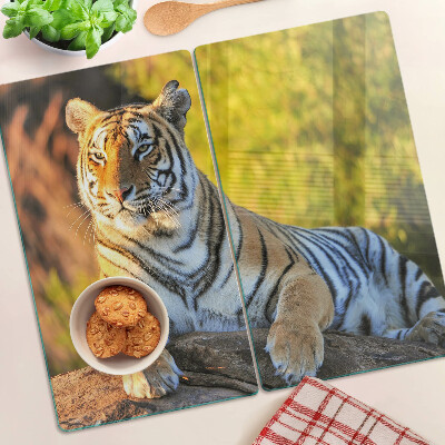 Staklena daska za rezanje Tigar u pozadini prirode