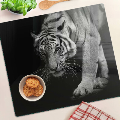 Staklena daska za rezanje Tigar u crno-bijeloj boji