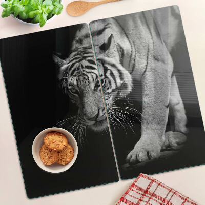 Staklena daska za rezanje Tigar u crno-bijeloj boji