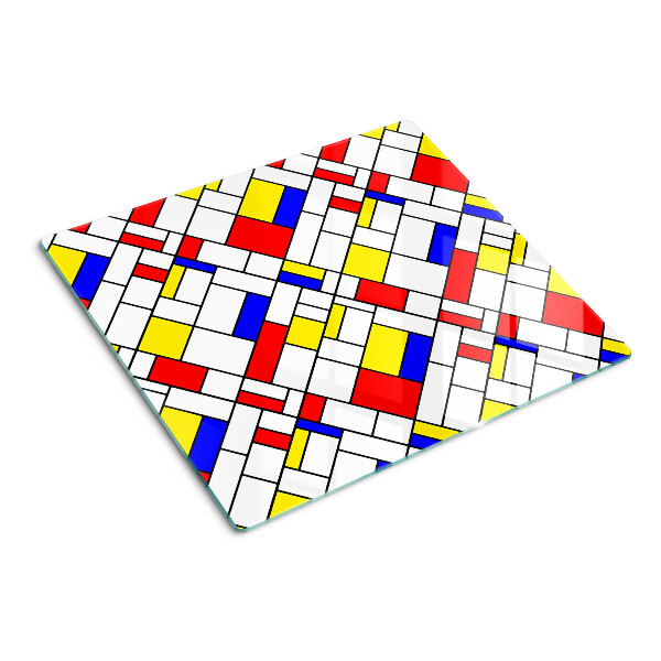 Staklena daska za rezanje Geometrija u stilu Mondriana