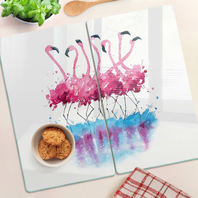 Velika daska za rezanje Flamingosi u stilu akvarela