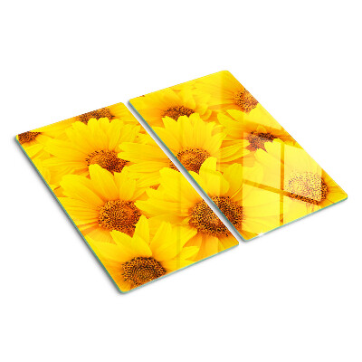 Staklena daska za rezanje Suncokreti na žutoj pozadini