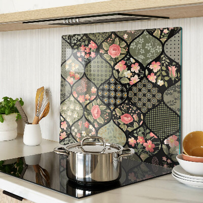 Staklena daska za rezanje Cvjetni patchwork s geometrijskim uzorcima