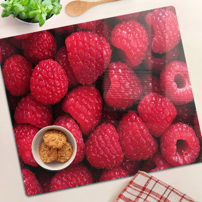 Staklena daska za rezanje Maline u pozadini