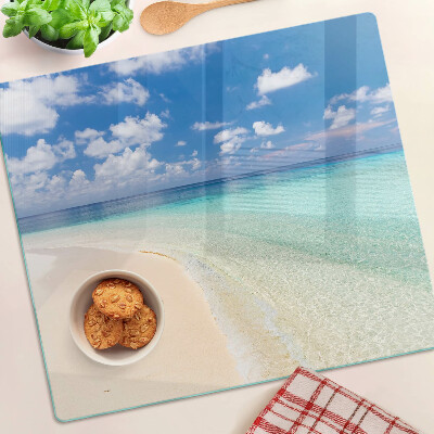 Staklena daska za rezanje Plaža s plavim nebom