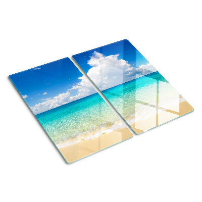 Staklena daska za rezanje Plaža s tirkiznom vodom i oblacima