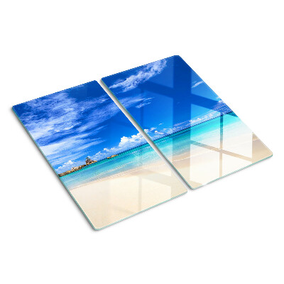 Staklena daska za rezanje Tropska plaža s plavim nebom