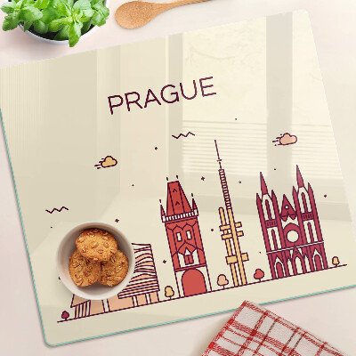 Staklena daska za rezanje Prag - pogled na grad