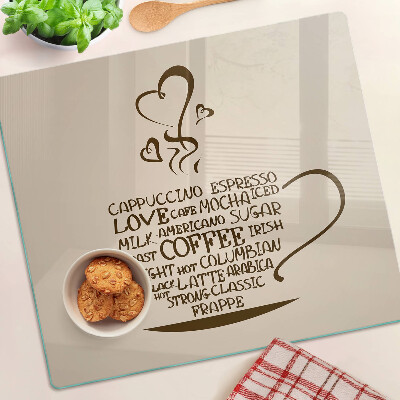 Staklena daska za rezanje Kava i srce