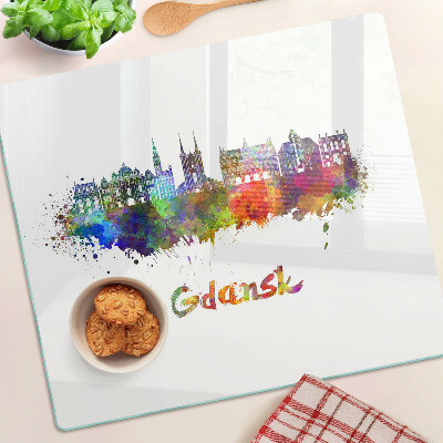 Velika daska za rezanje Gdanjsk u akvarelnim bojama