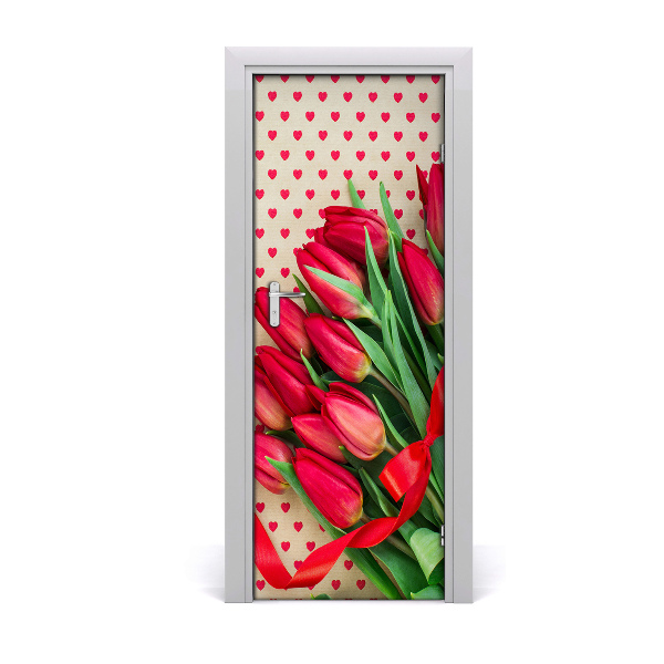 Samoljepljiva tapeta za vrata Crveni tulipani