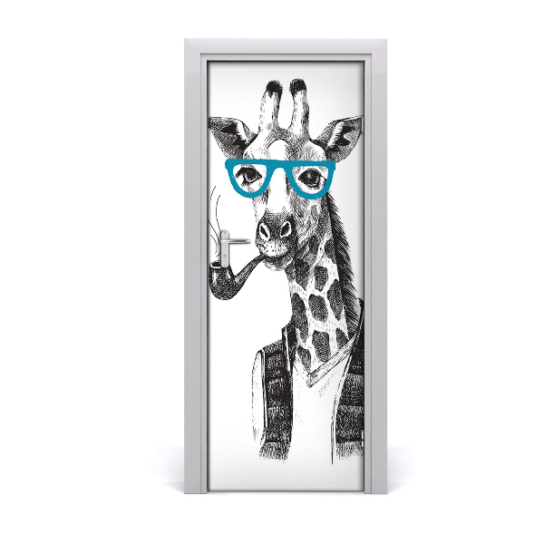 Naljepnica za vrata Žirafe s naočalama
