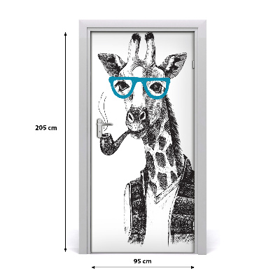 Naljepnica za vrata Žirafe s naočalama