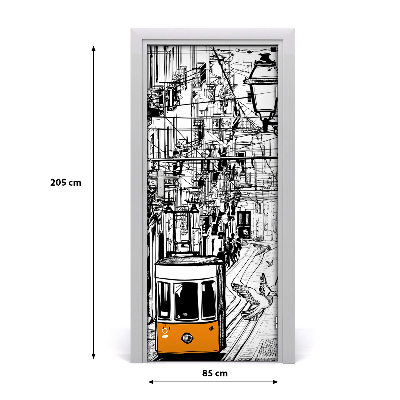 Samoljepljiva folija za vrata Tramvaj u Lisabonu