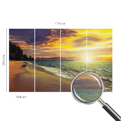 Zidna fototapeta od flisa s motivom plaže u zalasku sunca