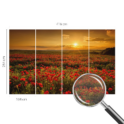 Zidna fototapeta od flisa s motivom polja maka