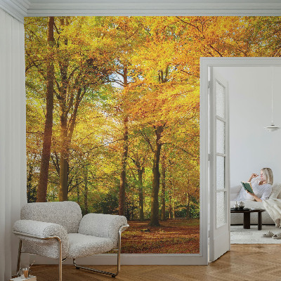 Foto tapeta za dnevni boravak s uzorkom zlatnog lišća