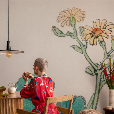 Vlies fototapeta s motivom cvijeta i lišća