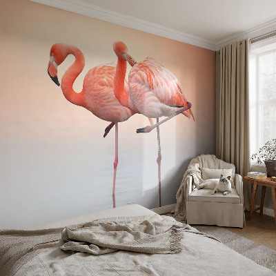 Foto tapeta za spavaću sobu s motivom nježnih flamingosa