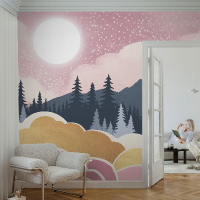 Foto tapeta za dnevni boravak s motivom ružičastog zalaska sunca