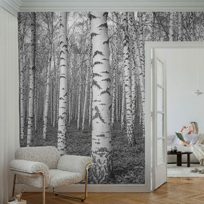 Foto tapeta za dnevni boravak s motivom breze u obliku šumske ilustracije