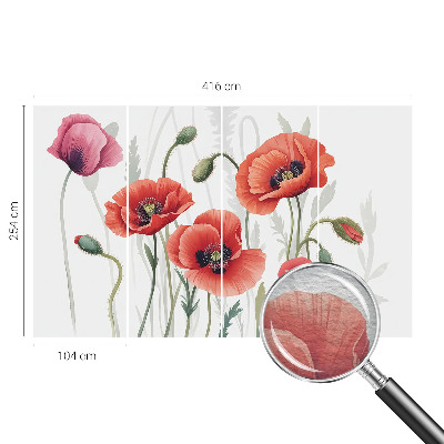 Zidna fototapeta od flisa s motivom crvenih makova
