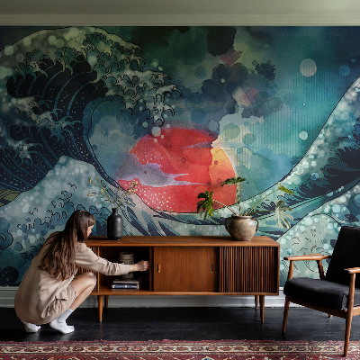 Foto tapeta za spavaću sobu s uzorkom oceanskog istočnog motiva