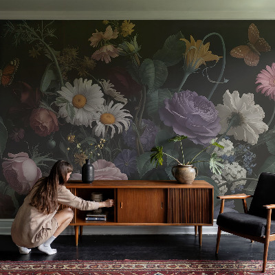 Foto tapeta za spavaću sobu s elegantnim cvjetnim motivom