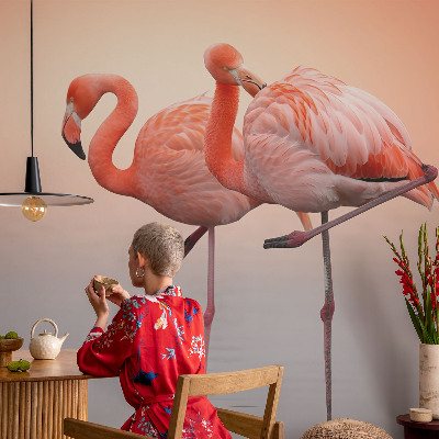 Samoljepljiva fototapeta za dnevni boravak Nježni flamingosi