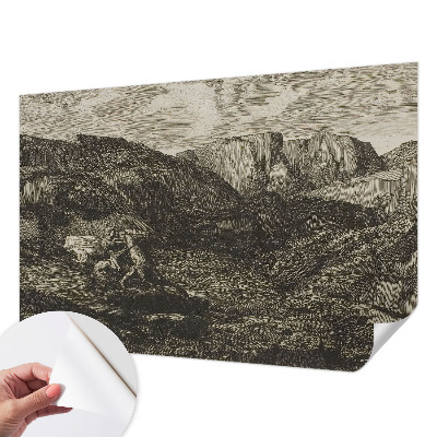 Dječja fototapeta s motivom planinskog putovanja prilagođena dječjoj sobi