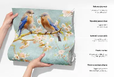 Zidna tapeta s motivom ptica i magnolija