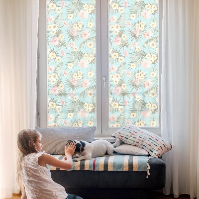 Mliječna folija za staklo vitraj Tropski uzorak