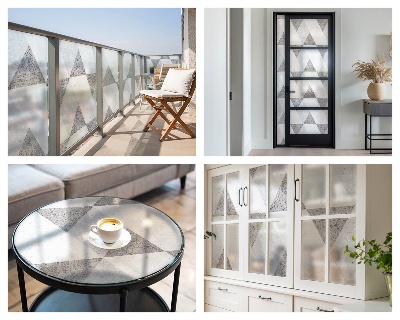 Samoljepljiva folija za staklo vitraj Sivi trokuti