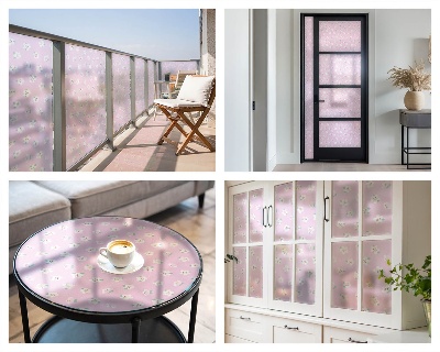 Mliječna folija za staklo vitraj Cvjetni uzorak