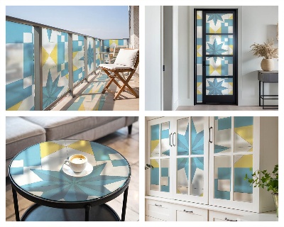 Mliječna folija za staklo vitraj Plave zvijezde