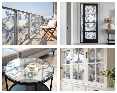 Mliječna folija za staklo vitraj Cvjetni ornament