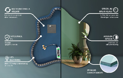 Ogledalo u obliku mrlje LED osvijetljeno