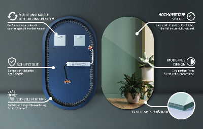 Ovalno ogledalo sa svjetlom Sa svjetlom led