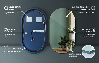 Ovalno ogledalo sa svjetlom Sa svjetlom led