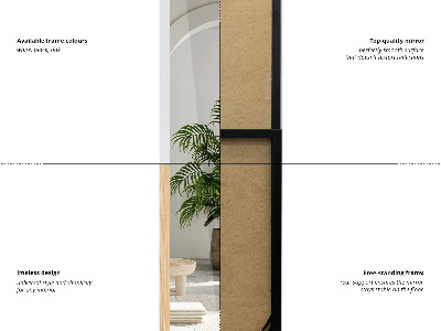 Podno ogledalo u bijelom okviru 36x156 cm