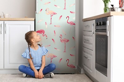 Magnetska naljepnica za hladnjak Flamingosi i perje