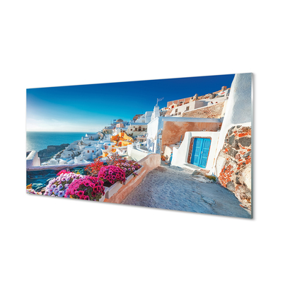 Fotografija na akrilnom staklu Grčka Zgrade morsko cvijeće