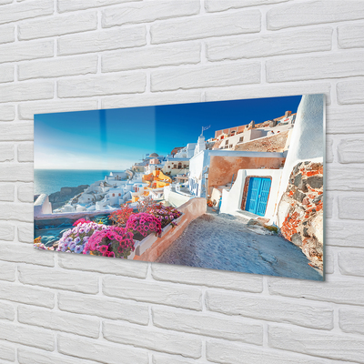 Fotografija na akrilnom staklu Grčka Zgrade morsko cvijeće