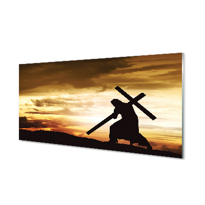 Fotografija na akrilnom staklu Isusov križ zalazak sunca